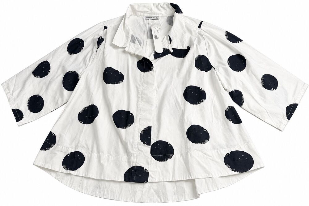 NWT Snapdragon & Twig Alice Full Moon Polka Dot Lagenlook Art to Wear Top XXL